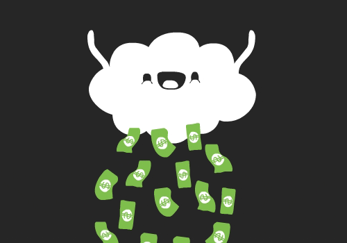 money raining from cloud gif